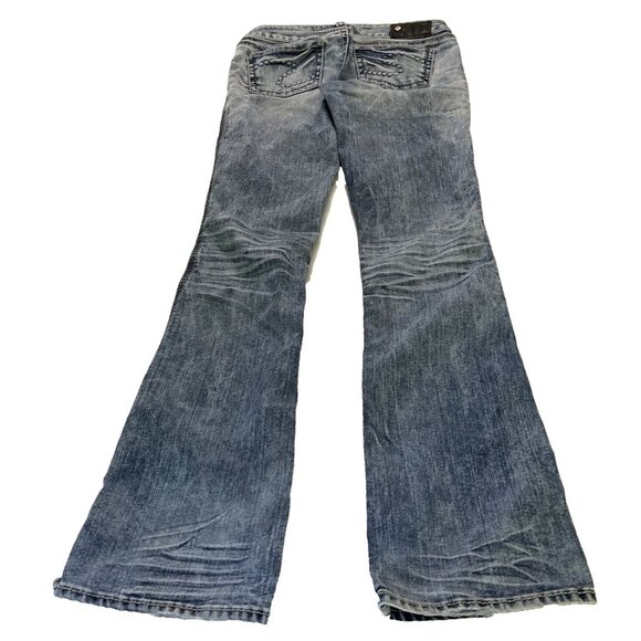 Silver Jeans Womens Blue Distressed Frances 18" Stretch Denim Pocket Boot Cut - Picture 9 of 16